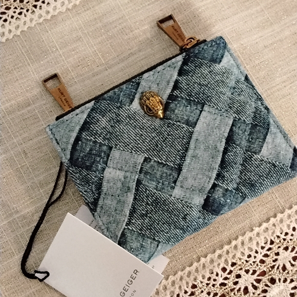 Kurt Geiger Blue Woven Denim Zip Wallet - Picture 2 of 10